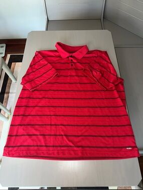 Champion Golf Red & Black Striped Polo Shirt